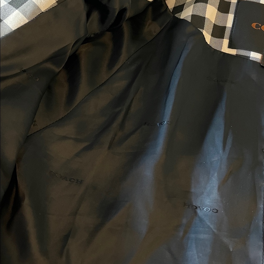 COACH Checkered Gingham Black & Ivory Mid Length Rain / Trench Coat - 6 - Picture 14 of 14